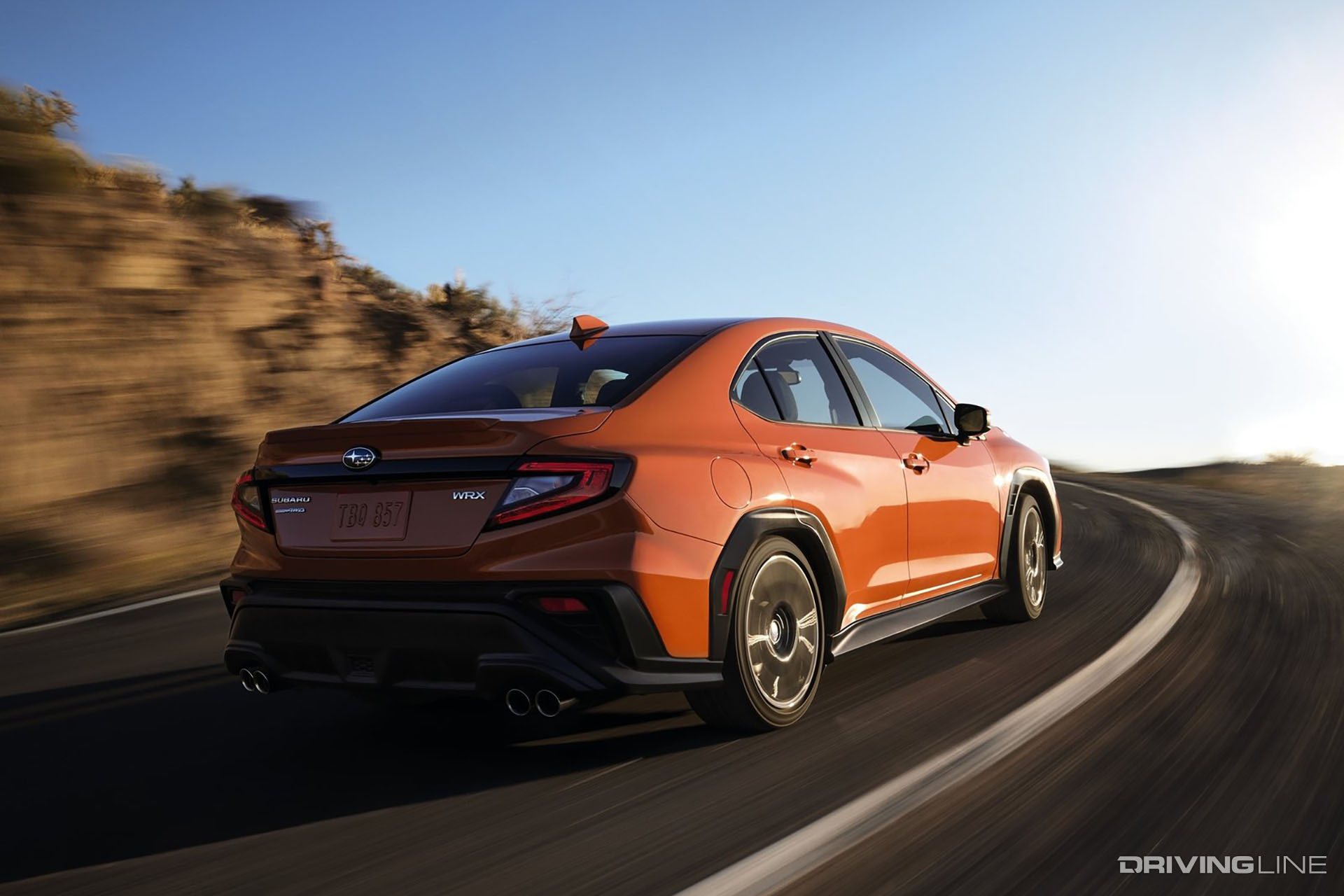 2022 WRX Orange Rear View