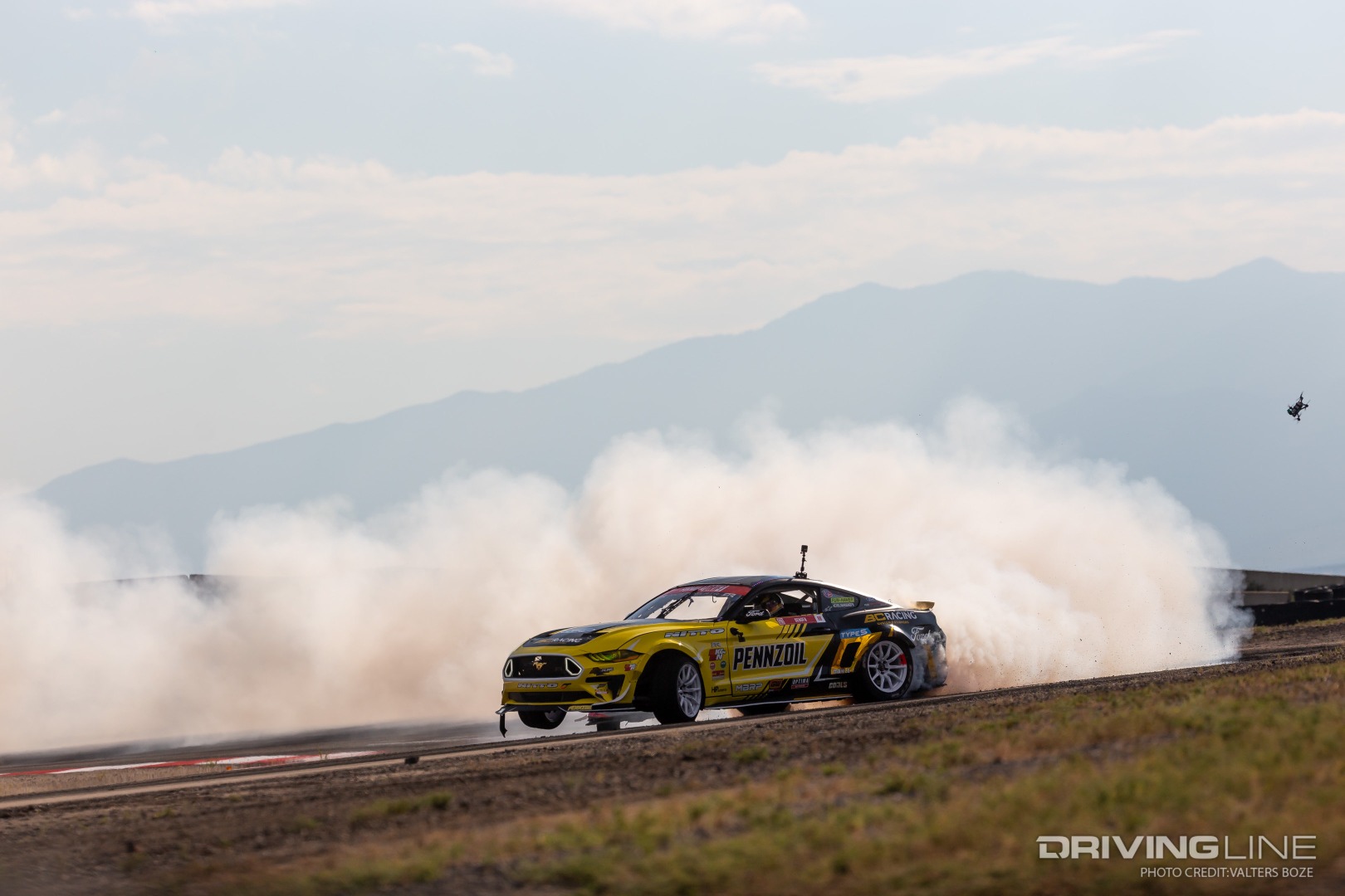 Chelsea DeNofa lifting a front wheel while drifting at 2022 FDSLC