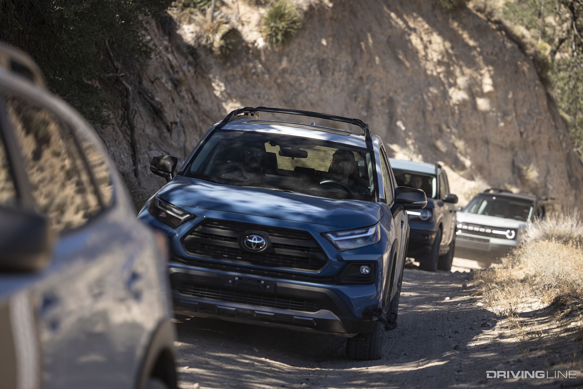 Toyota RAV4 and Ford Bronco Sport on Trail