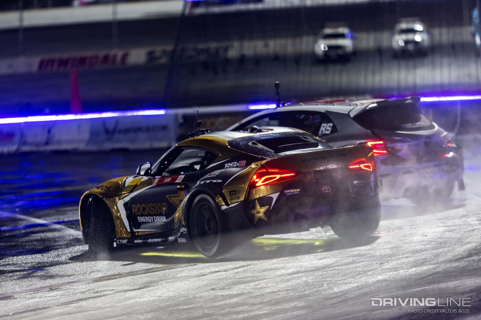 Ryan Tuerck tandem drifting against Fredric Aasbo in the final round of 2022 Formula Drift Irwindale