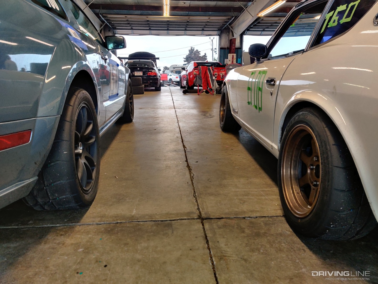 2005 Ford Mustang GT and Datsun Z Nitto NT01 WGI wet test