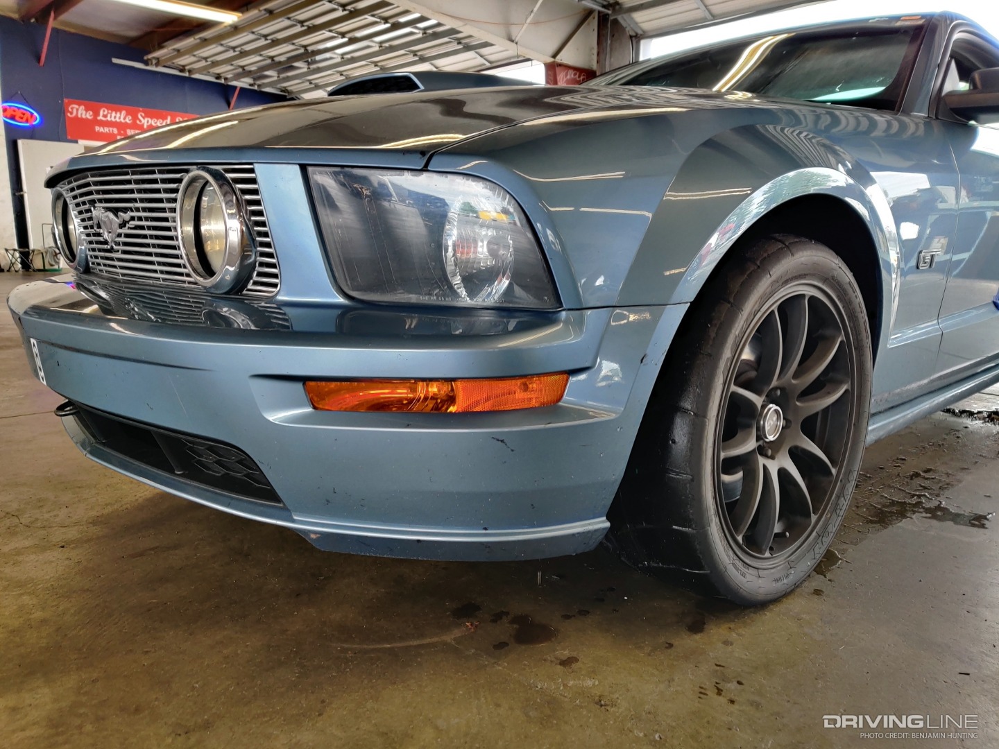2005 Ford Mustang GT front end wet Nitto NT01