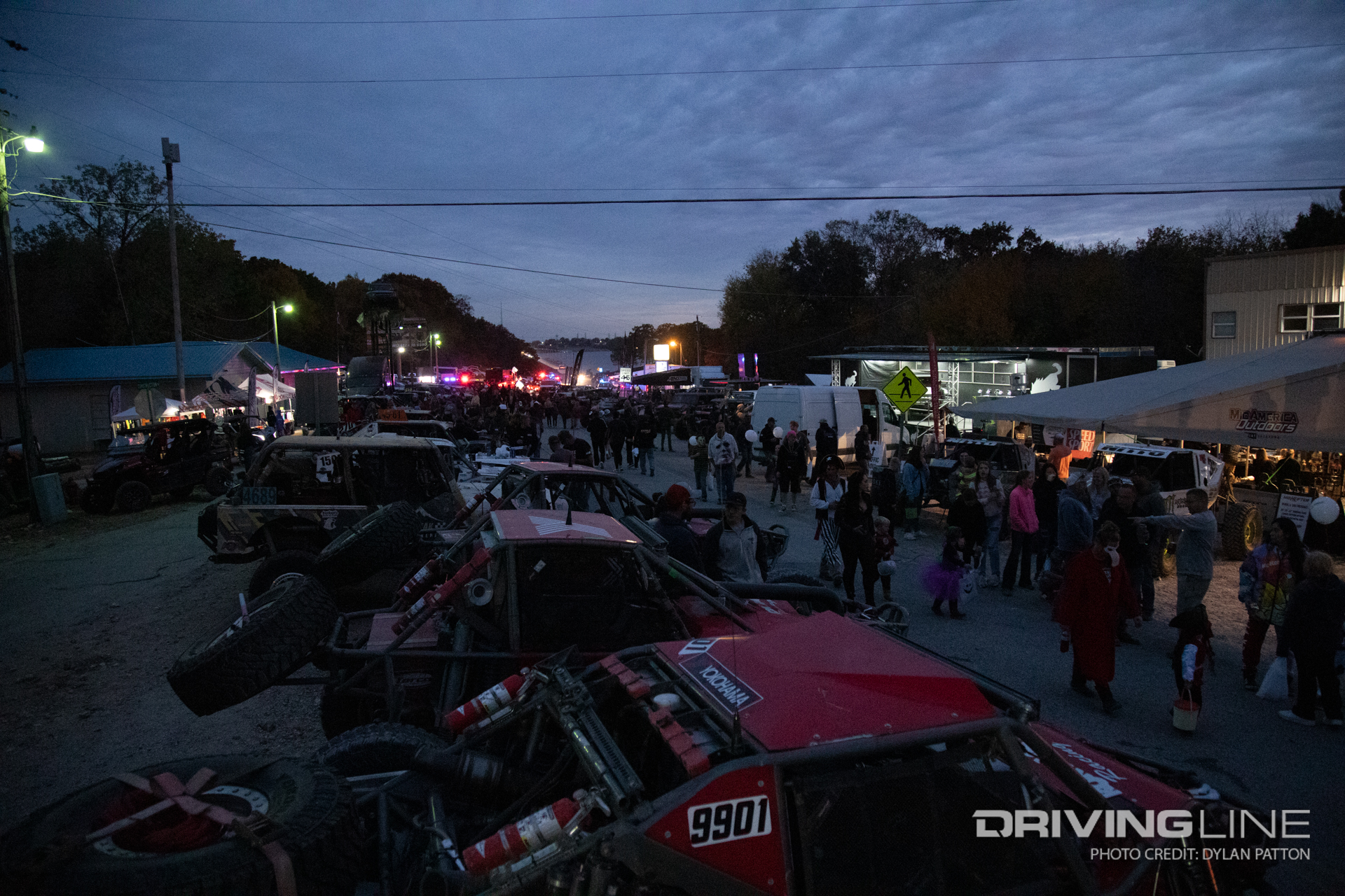 Ultra4 racecars lined up for a show at Disney, OK