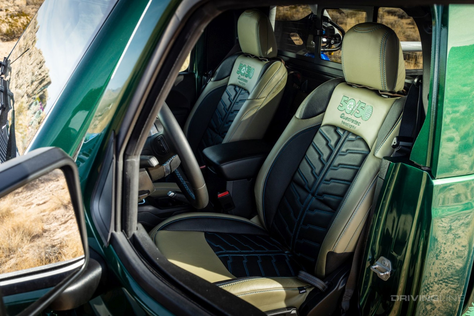 Interior and seats of Jeep Gladiator JTe 4xe build Quadratec 37 Nitto Recon Grappler AT