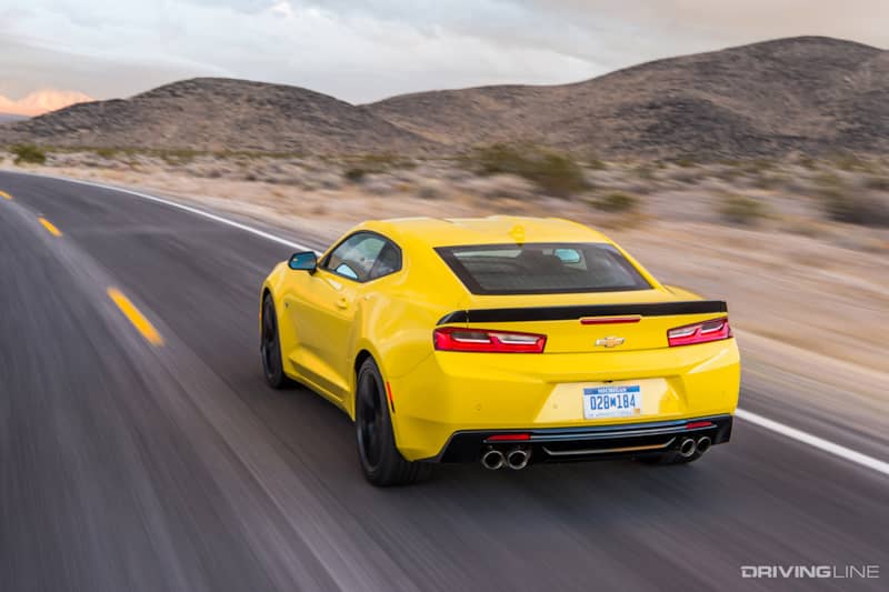 Camaro V6 1LE Yellow Rear View