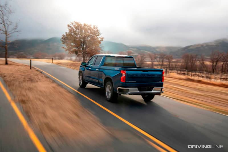 Chevy Silverado Blue Rear View