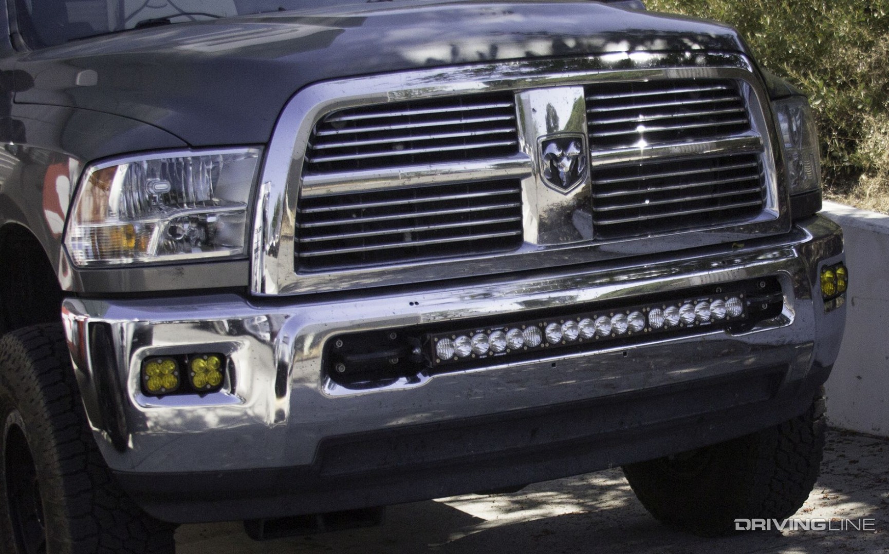 LED light bar inset into bumper Dodge Ram