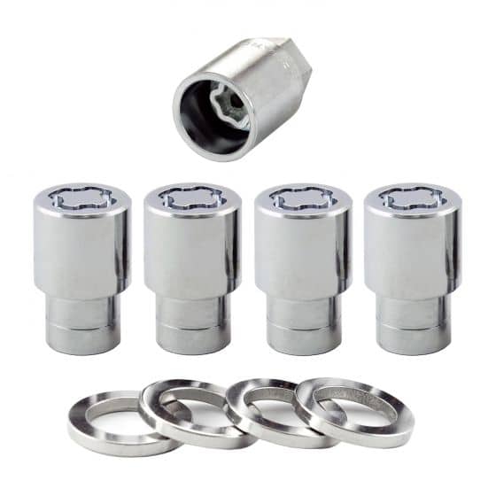 CWA Chrome Locking Lug Nuts Set – 7/16-20 Bulge Acorn With 60° Conical Seat (4 Locks + 1 Key)