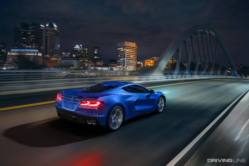 C8 Corvette E-Ray on Bridge