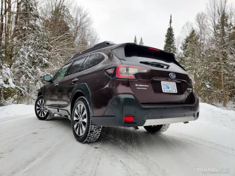 2023 Subaru Outback rear 3/4 view in snow