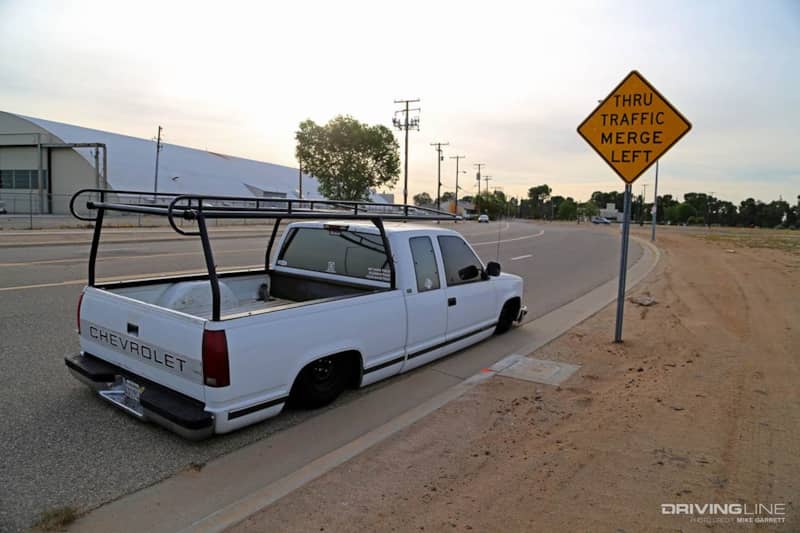 Ultra-low white OBS Chevrolet truck lowered