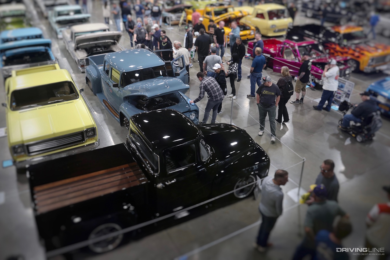 2023 Grand National Roadster Show floor with trucks