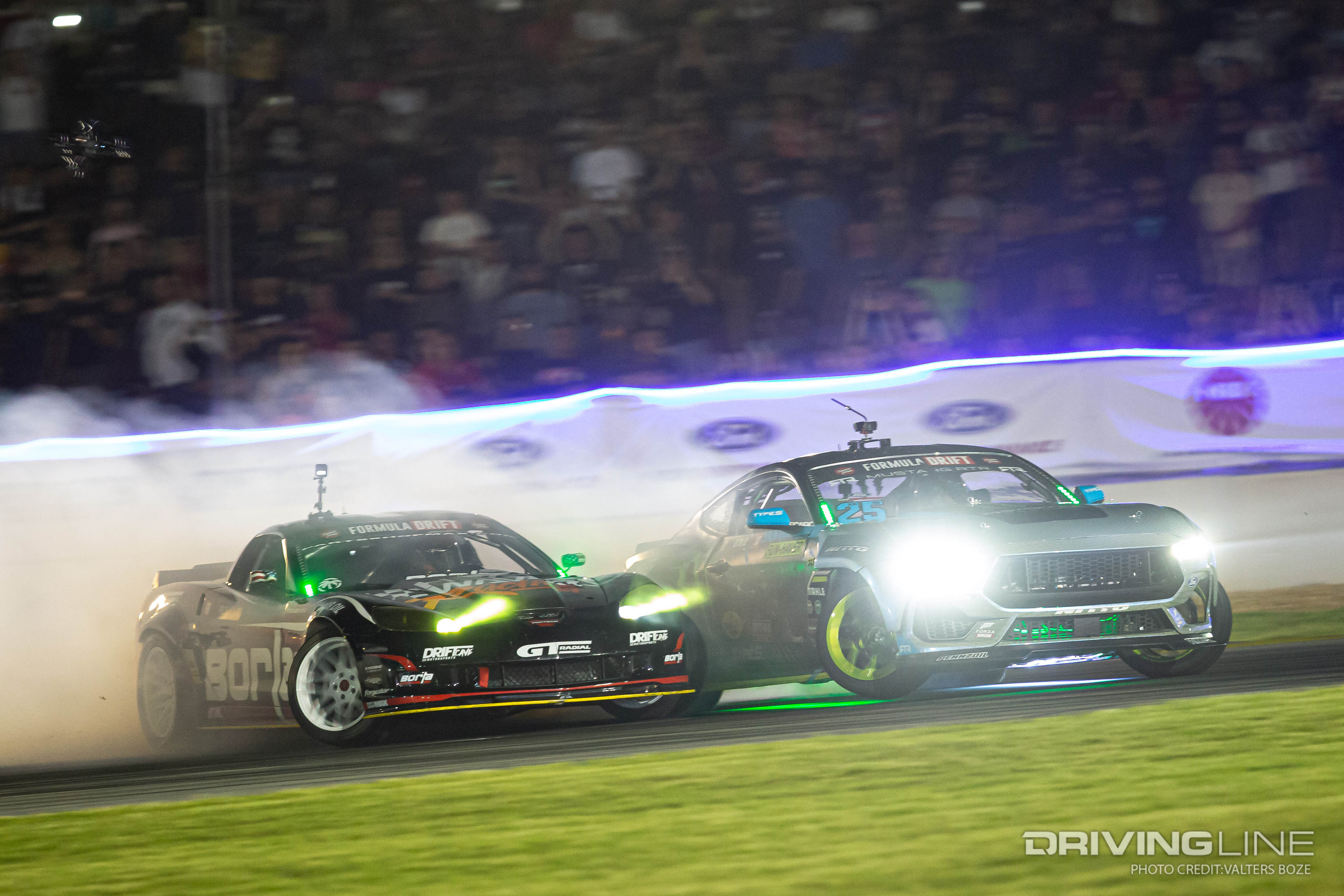 Vaughn Gittin Jr tandem drifting against Matt Field at 2023 FDATL