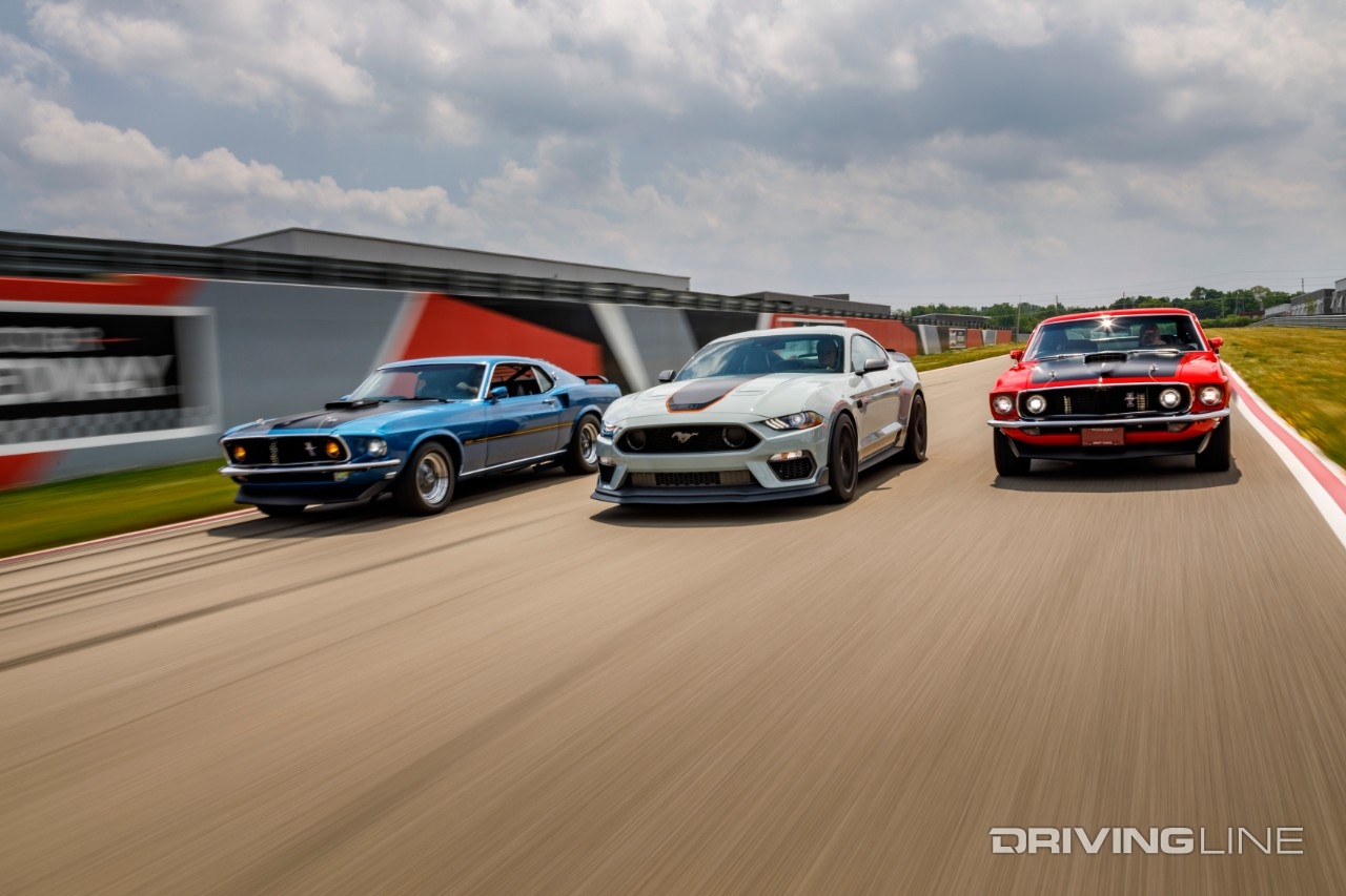 Ford Mustang Mach 1 heritage shot on track