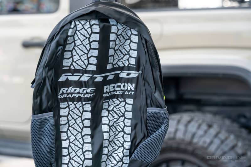 Nitto Tire free book bag at Jeep Beach 2024