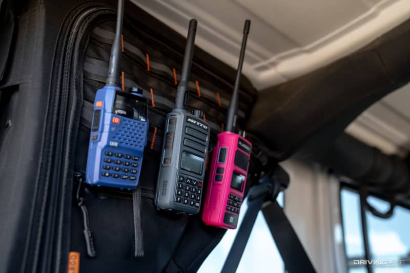 walkie talkies in a Jeep