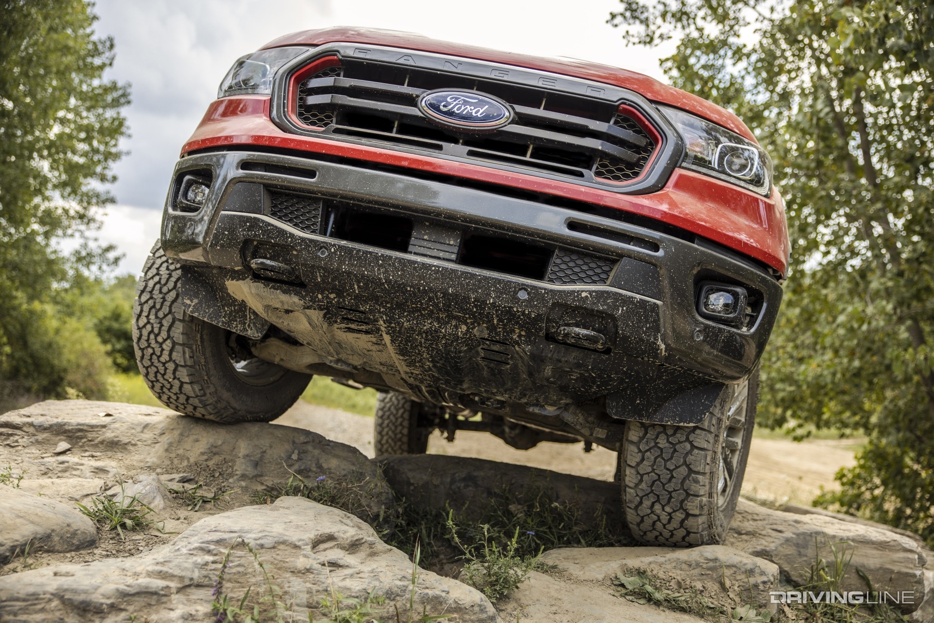 Ford Ranger rock climbing off-road front view