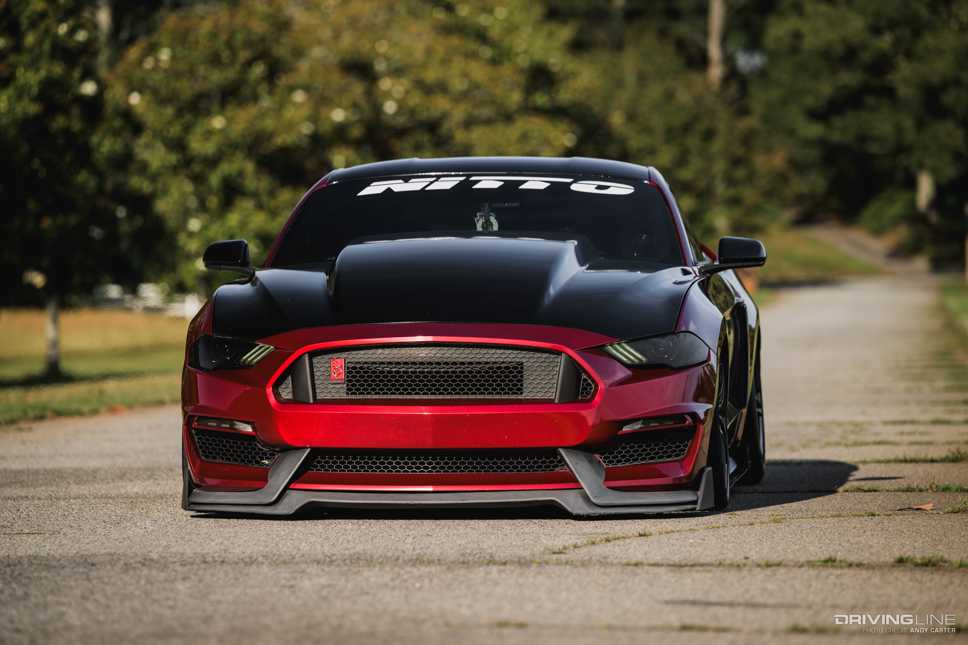 Bagged S550 Mustang GT with GT350 bumper