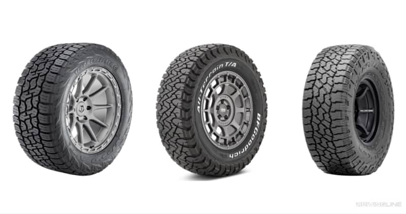 A/T tire weight comparison with Nitto Terra Grappler G3, BFG KO3, and Falken AT4W