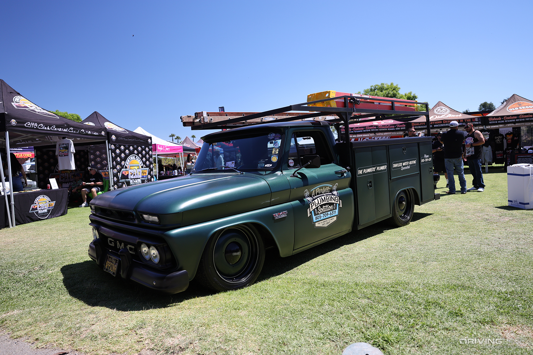 Front of Paul Karp’s ’66 GMC 2500 Utility Truck at the 2023 C10 SLO Down