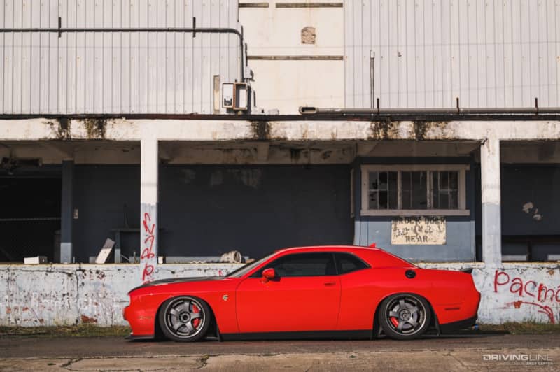 Lowered Challenger side profile orange
