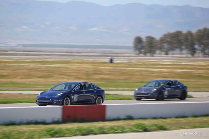 Tesla Model 3s at Track Day
