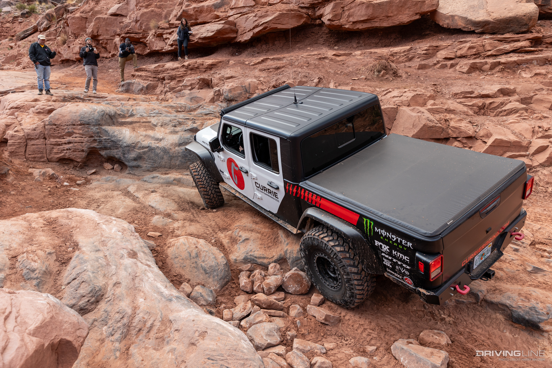 Currie gladiator traversing the rocks on hamburger hill trail in moab utah