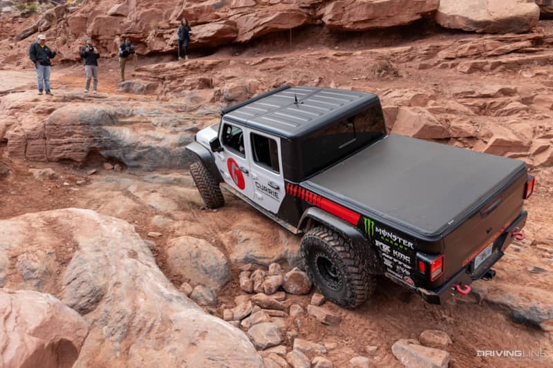 Currie gladiator traversing the rocks on hamburger hill trail in moab utah