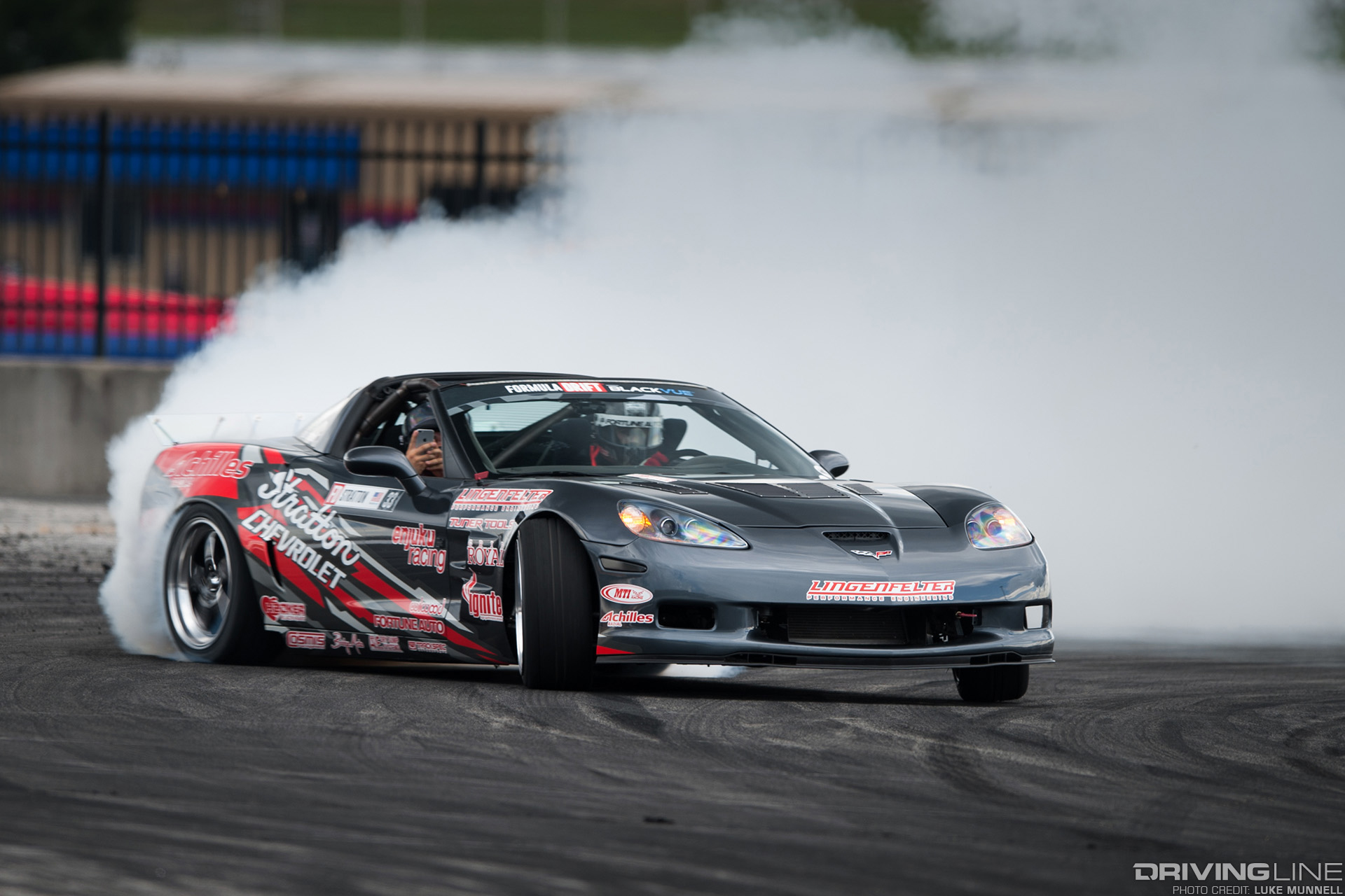 Dirk Stratton in his #driftvette C6 Corvette with ride-along