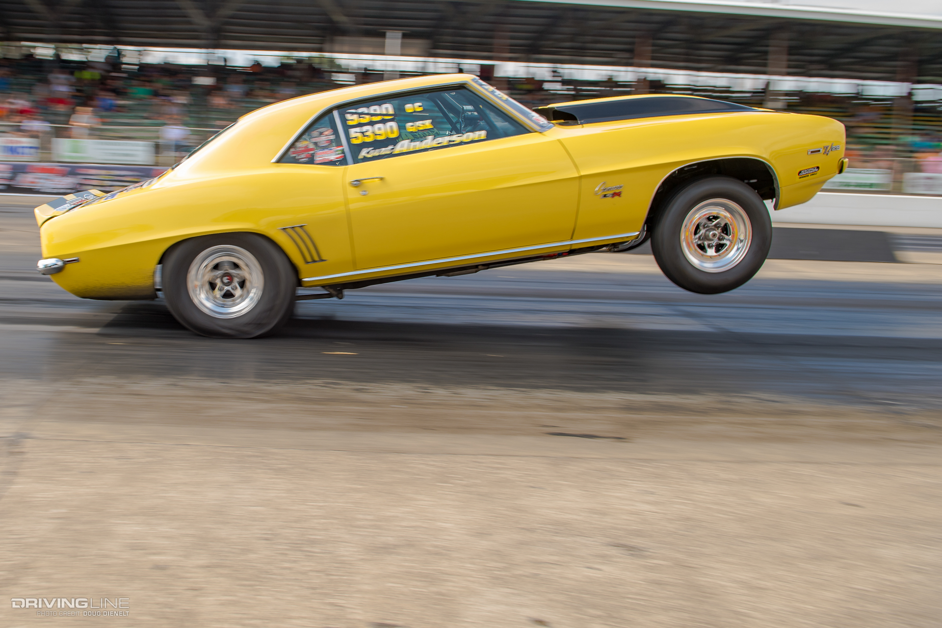 Kurt Anderson yellow '69 Camaro at Holley LS Fest