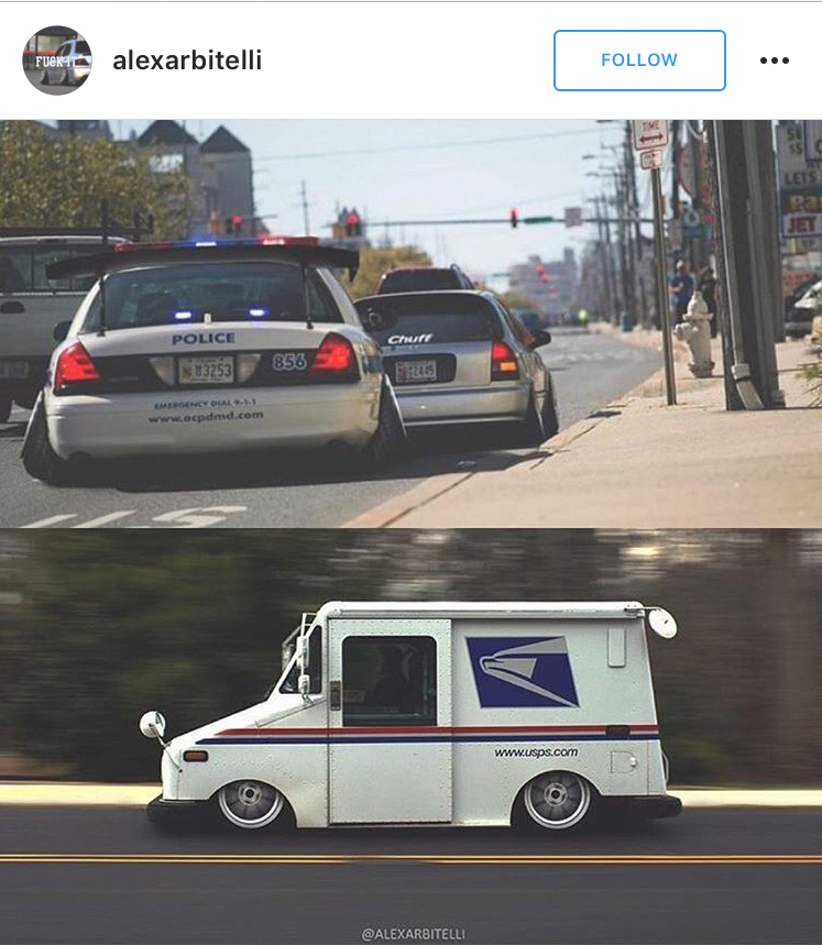 slammed police cars and mail vans