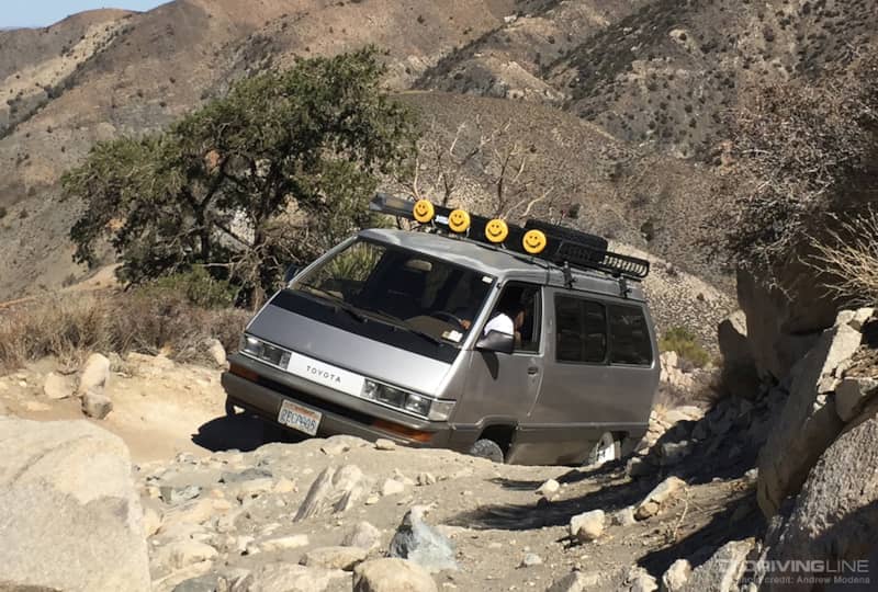 4x4 Toyota Van going up a hill