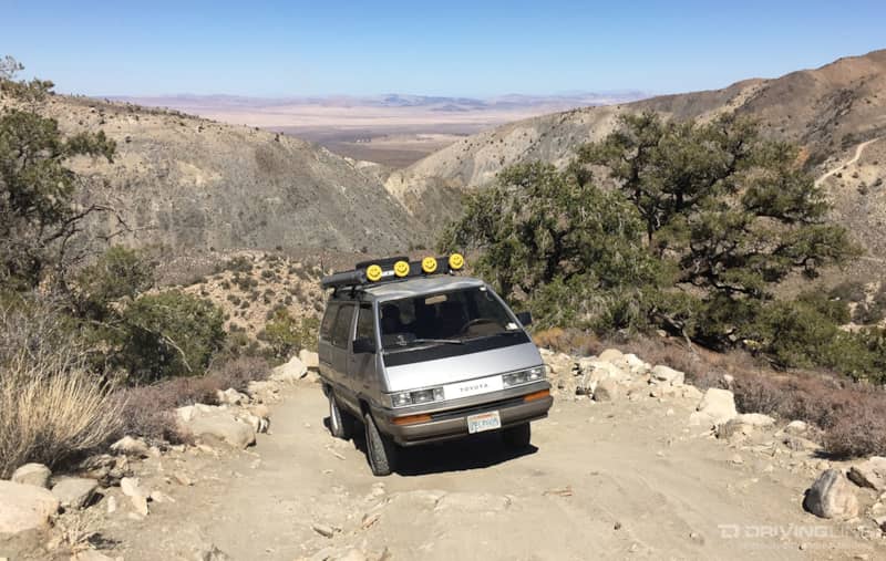 4x4 Toyota Van going up Big Bear trail
