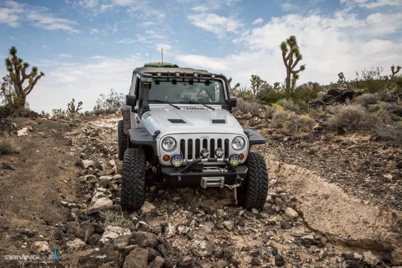 Jeep Wrangler on rocky Aiken Mine Trail