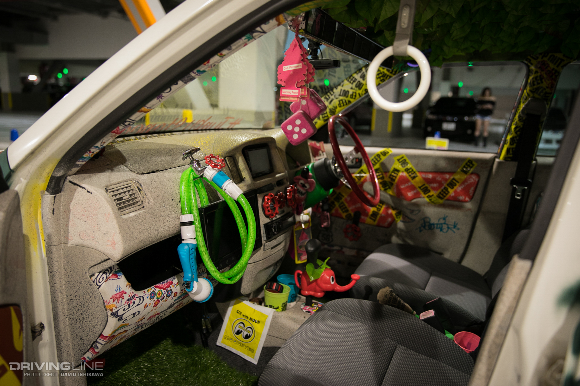 2009 Toyota Probox interior with Mooneyes stickers
