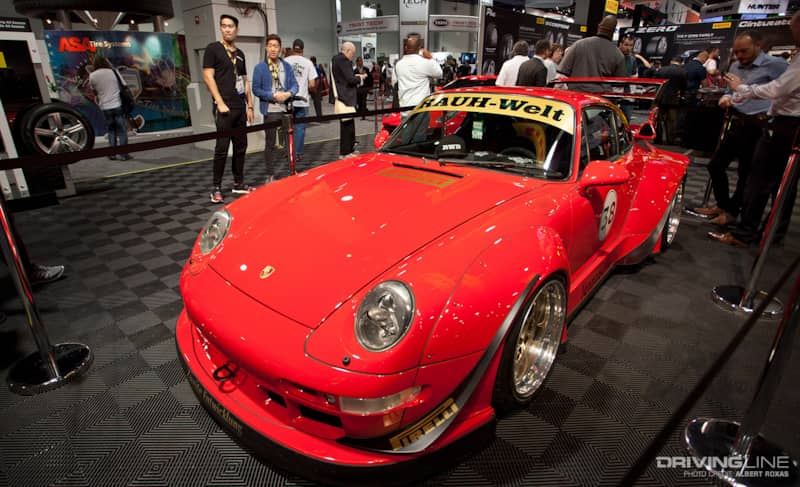 red RWB porsche at SEMA
