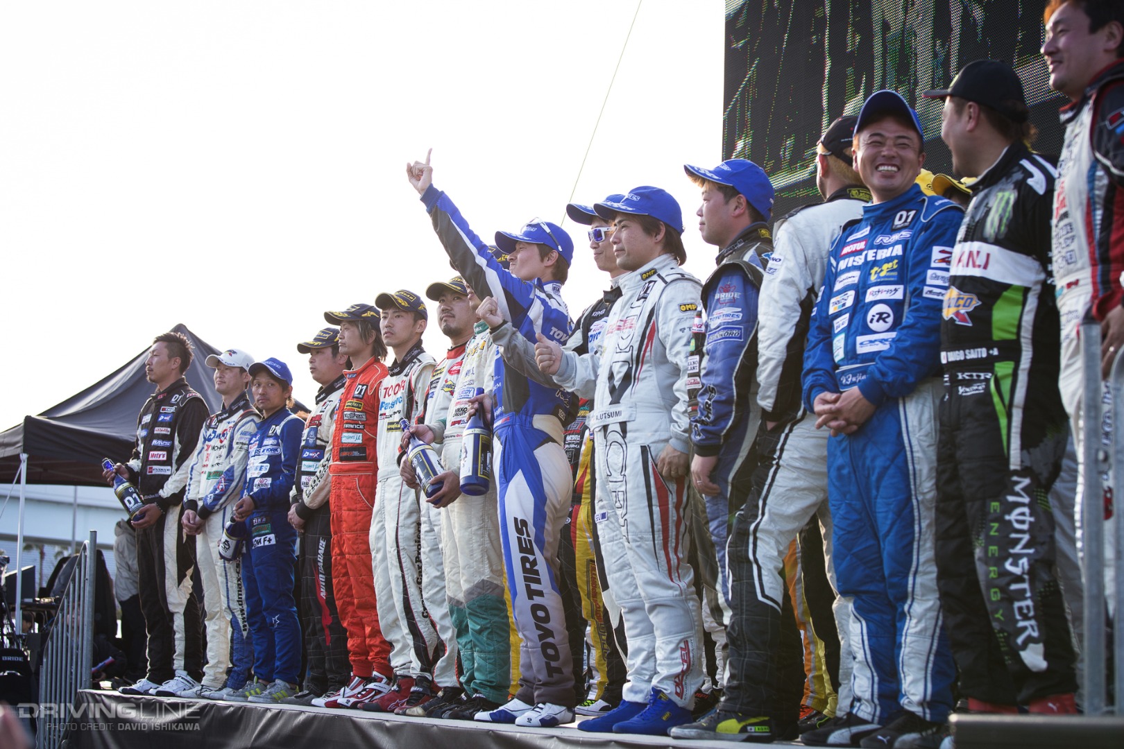 2015 Champion Kawabata and Top 16 D1GP Drivers