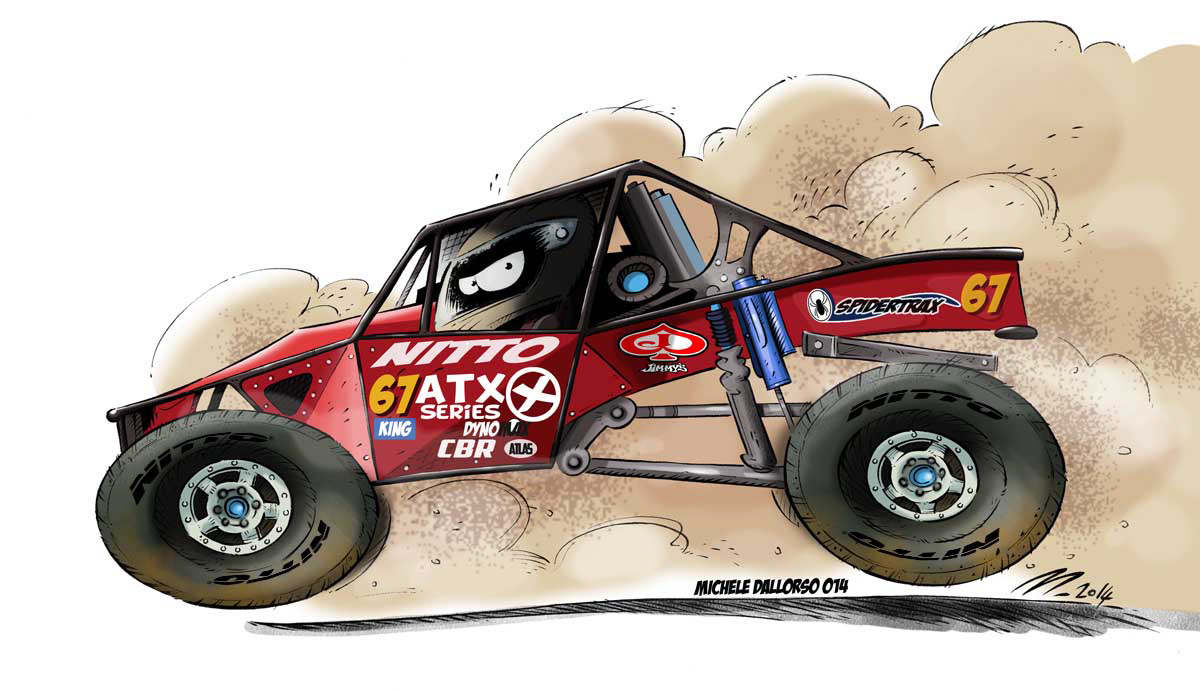 Michele Dallorso CARtoon - Loren Healy's Red Dragon Ultra4 buggy