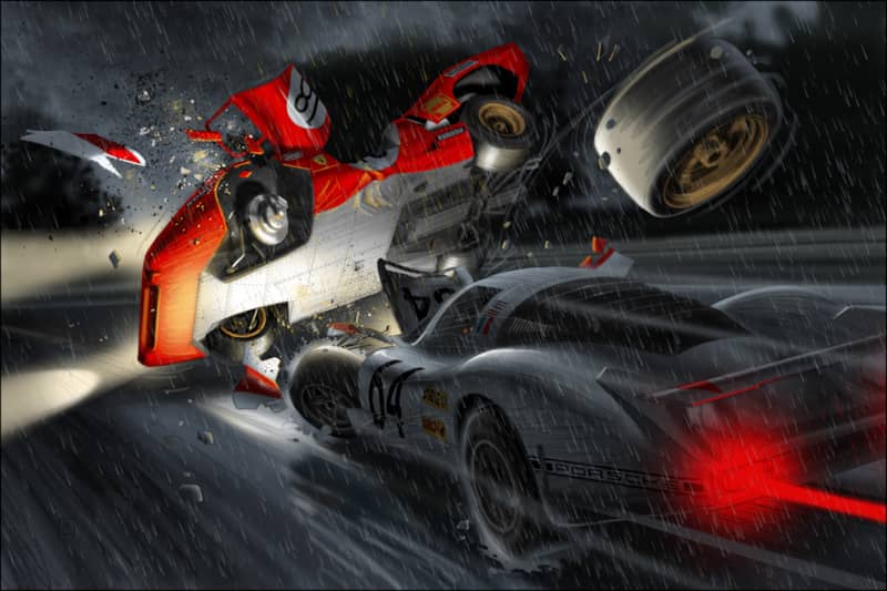 Le Mans Movie Steve McQueen Graphic Novel Comic - wreck