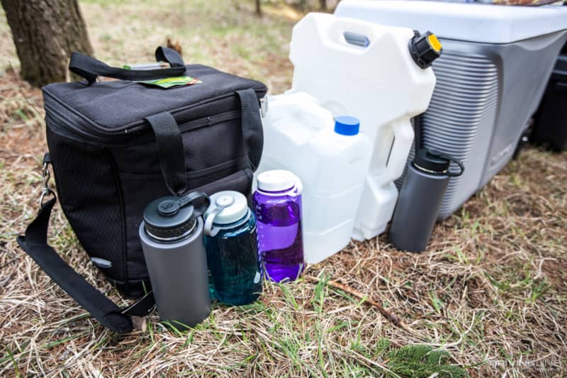 Water Jugs and Food Cooler