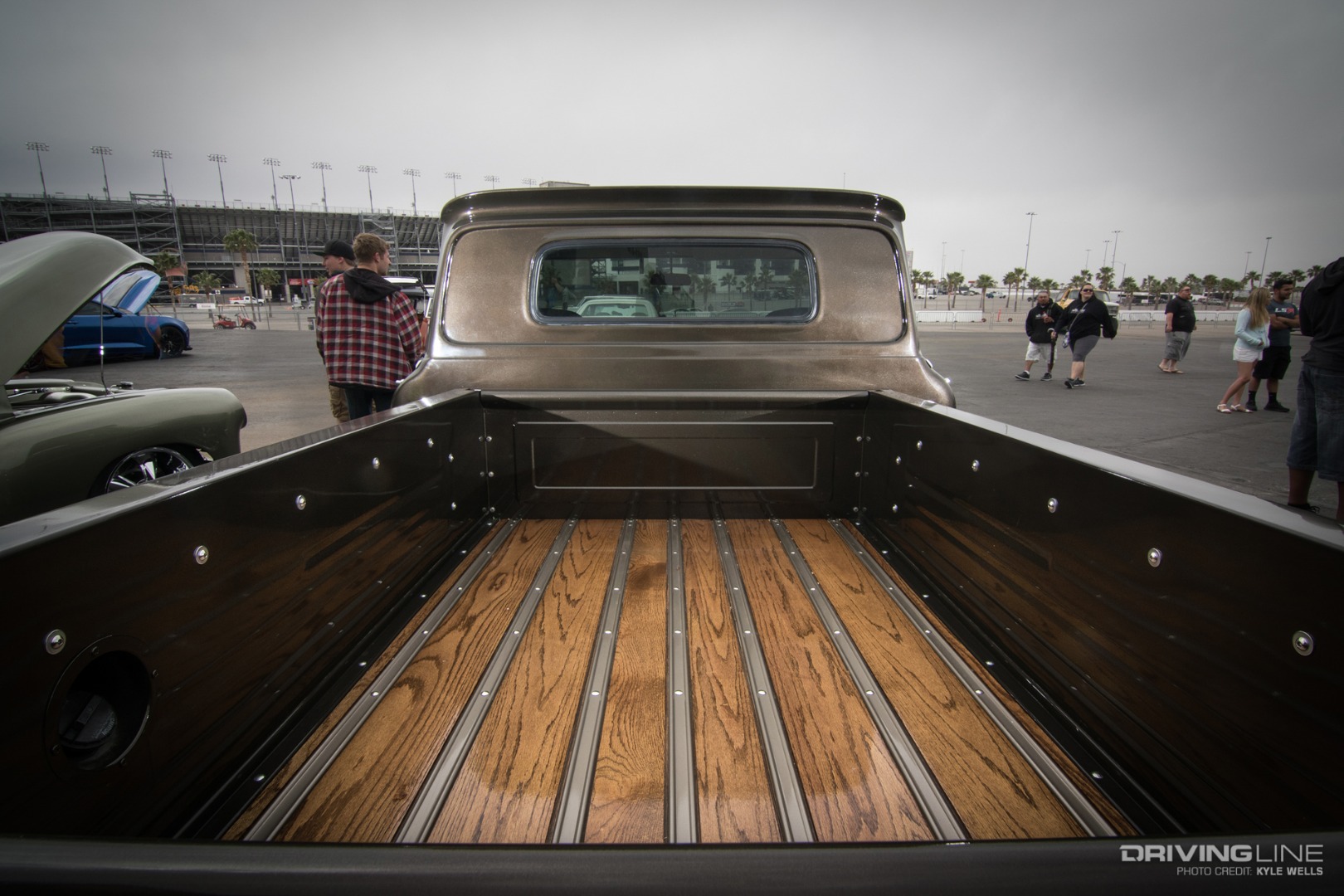 Stained Oak in the bed of the truck