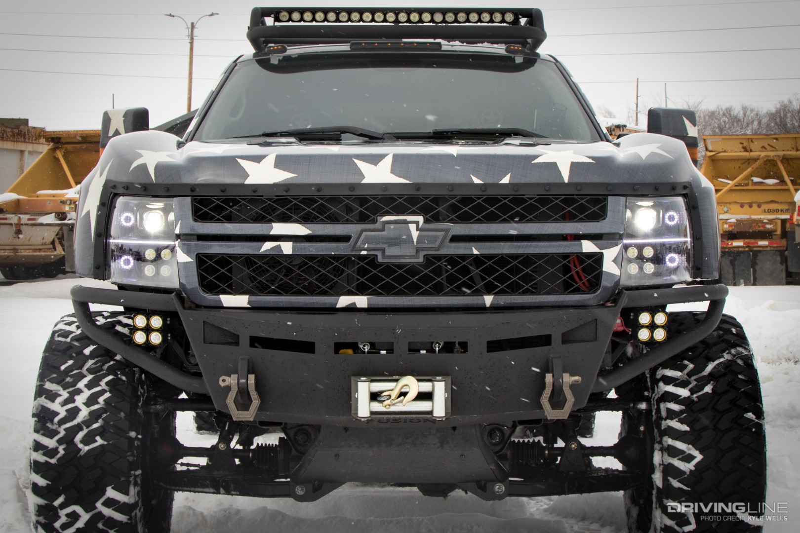 The front bumper has been modified by Sparks Motors