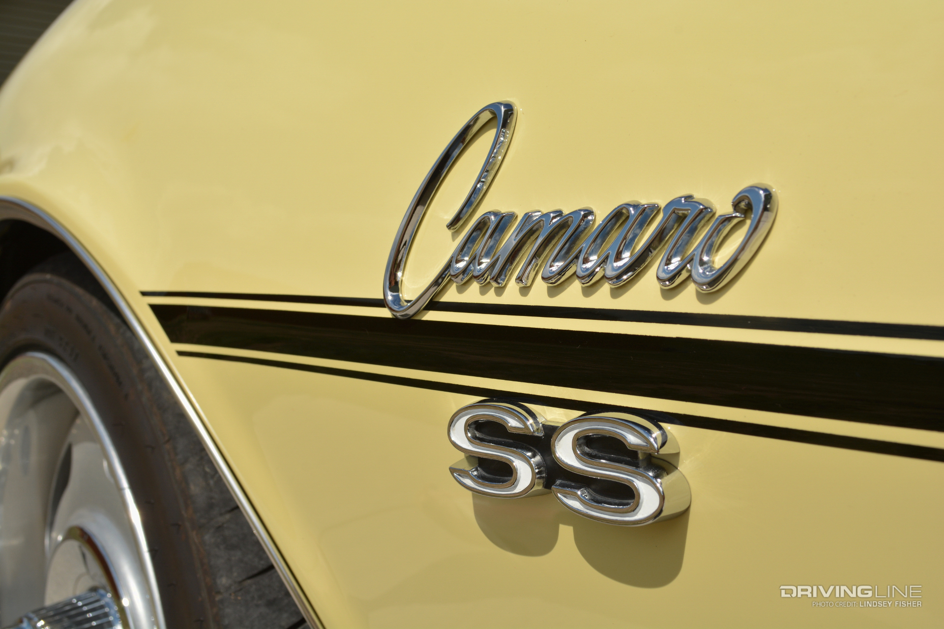 1st-gen Camaro SS emblem closeup