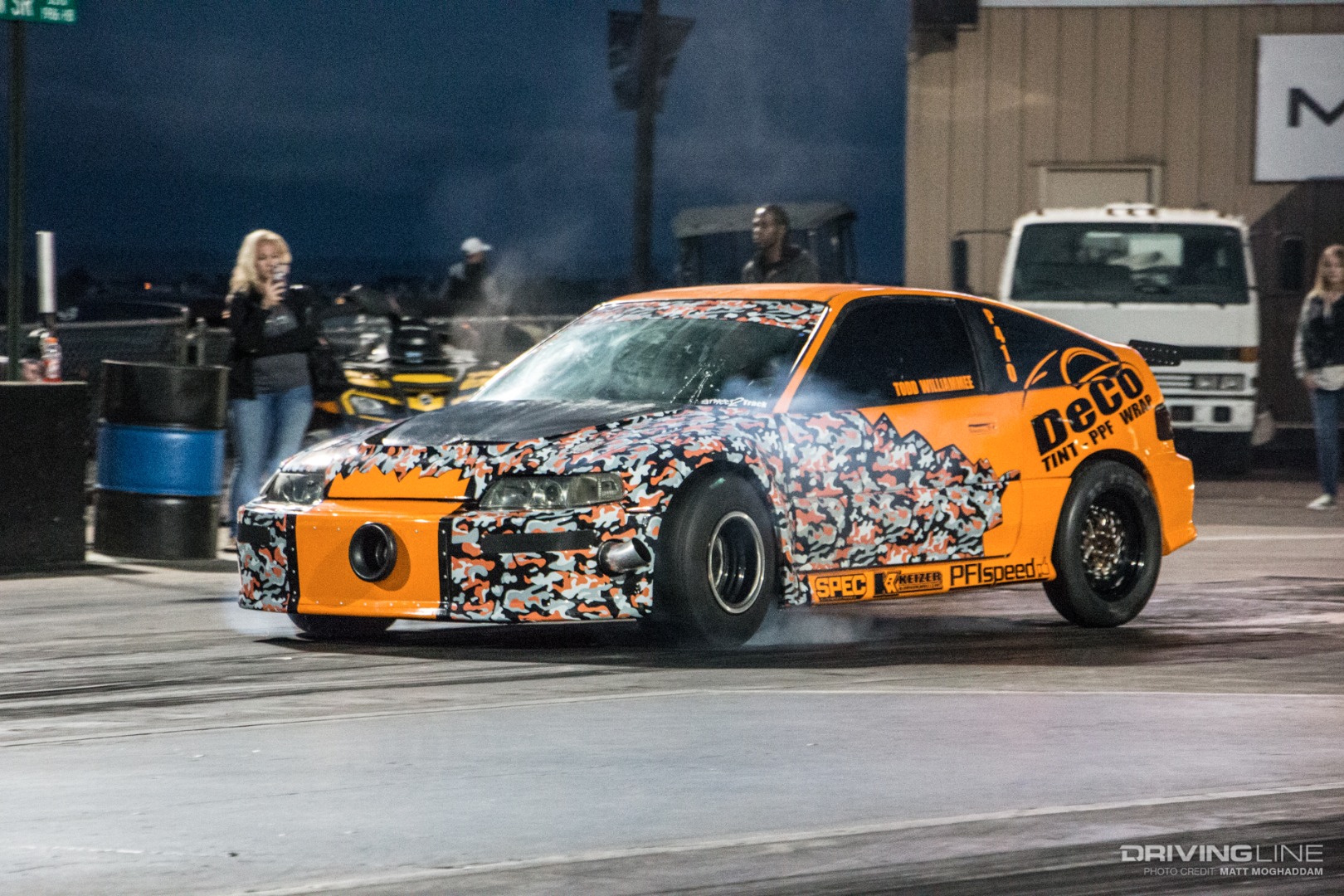 A turbo FWD Civic CRX lines up at the tree