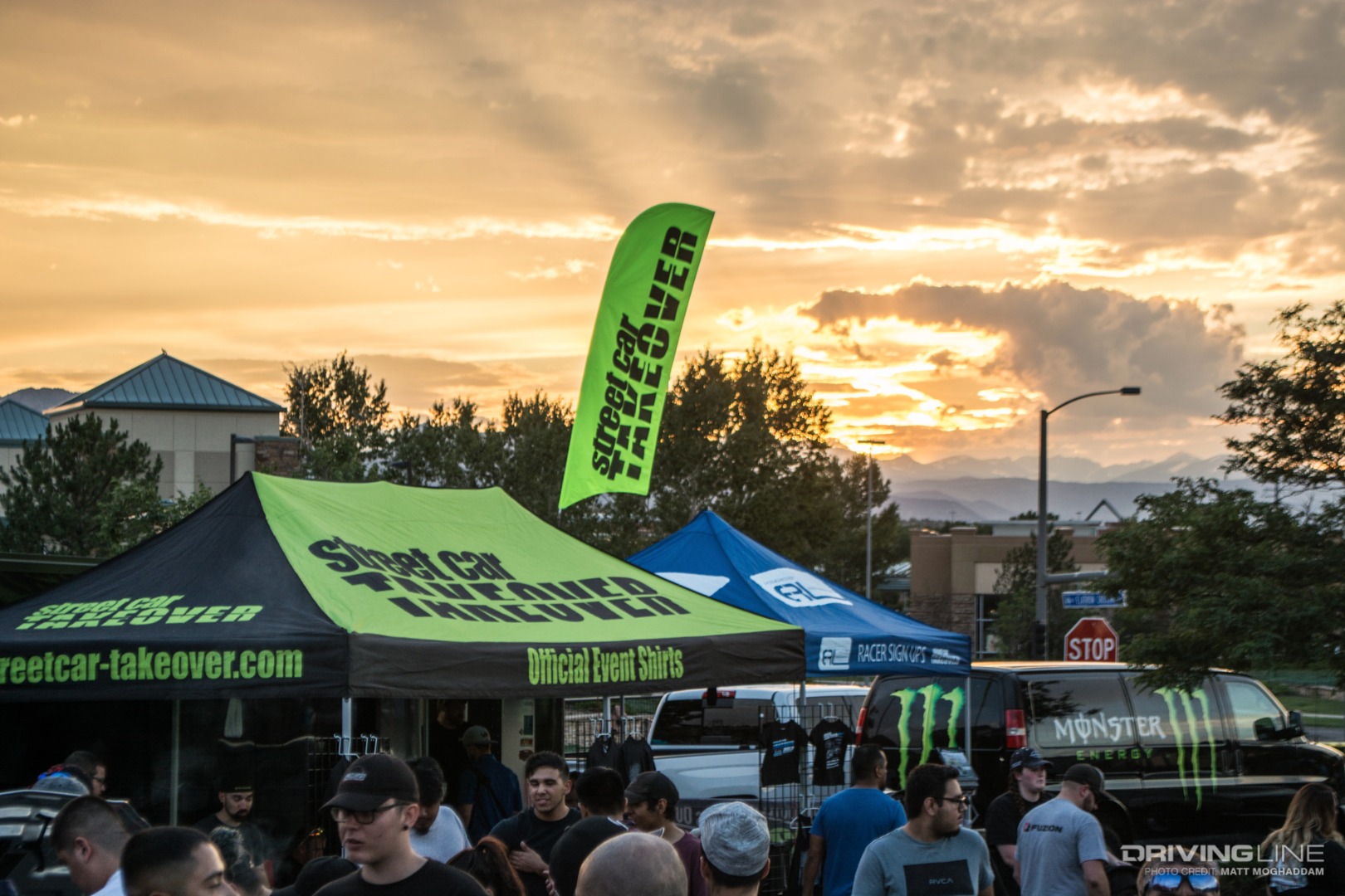 The sun setting over the Twin Peaks Flatiron in Denver