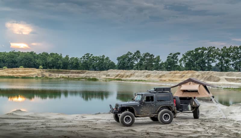 East Coast Overland Jeep Wrangler JK two-door with Trailer
