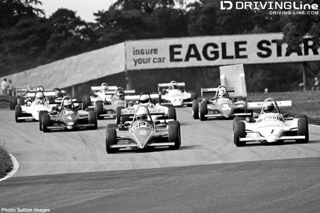 Martin Brundle Eddie Jordan Racing Ralt RT3/83 Toyota controversially clashed with championship rival Ayrton Senna West Surrey Racing Ralt Toyota RT3/83 battling for the lead of the race British Formula Three Championship Oulton Park England 6 August 1983
