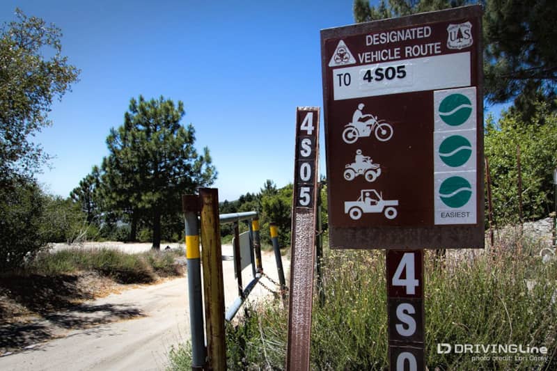 Trail sign marking Forest Route 450S in the San Bernardino National Forest