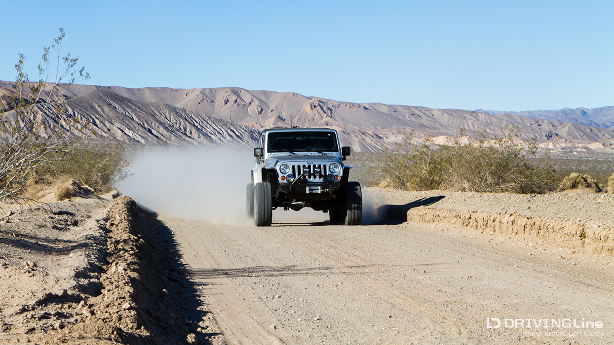 Jeep Wrangler on the Harry Wade Exit Road, Death Valley National Park
