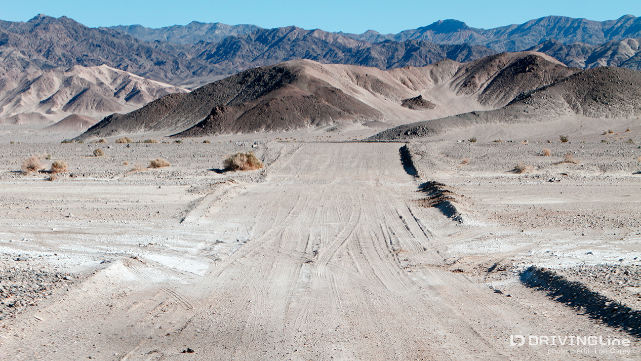 Dry Amargosa River crossing on the Harry Wade Exit Route trail through Death Valley National Park